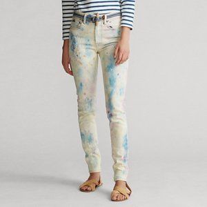 POLO RALPH LAUREN Tompkins Skinny Hi Rise Ankle Splatter Jeans 26 NWT